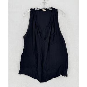 L' agence Aritzia Womens Black Silk V Neck Sleeveless Blouse Sz 1